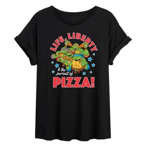 Women's - Teenage Mutant Ninja Turtles - Life Liberty Pursuit Of Pizza Oversized Graphic T-Shirt - 1 of 4