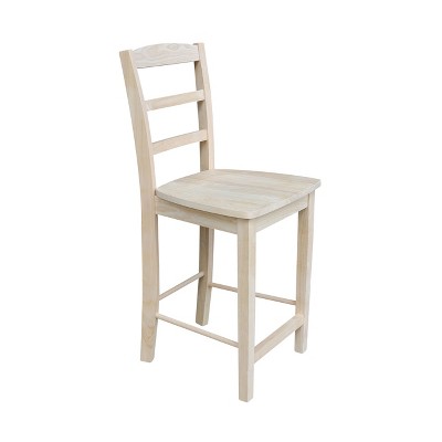 Traditional Unfinished Solid Parawood 24" Madrid Barstool