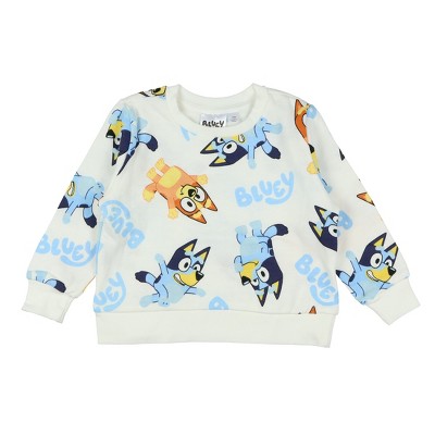 Seven Times Six Disney Bluey Pullover Boys' Toddler Bluey and Bingo Funny AOP Graphic Top White