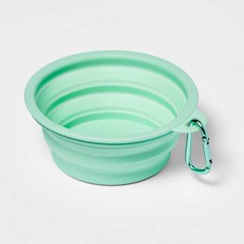 Collapsible Dog Bowl with Carabiner - Solid Green - Sun Squad™