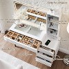 SinCiDo Vanity Tables with Large 35" HD Lighted Mirror, Fluted Makeup Vanity Desk with Glass Tabletop & Charging Station - 2 of 4