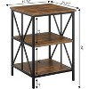 HomeStock End Table with Three Shelves, Crisscross Metal Frame and Woodgrain Finish, Modern Accent Storage Table for Living Room - 4 of 4