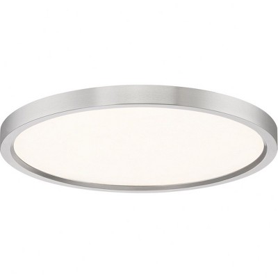 Sleek 15" Brushed Nickel LED Flush Mount with White Acrylic Shade