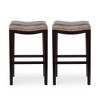 Bar Stools Set Of 2, Acacia Wood Barstools, Counter Height Kitchen Dining Stool, Modern Wood Legs Backless Bar Stools With Footrests - 2 of 4