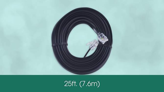 Power Gear Telephone Line Cord, 25ft - Black or White, 2 of 7, play video