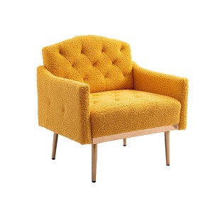Modern Accent Chair with Arms and Gold Metal Legs for Living Room Bedroom Office - 1 of 4