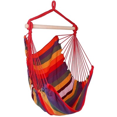 33"Hammock Hanging Chair Canvas Porch Patio Swing Seat Portable Camping Rope Seat