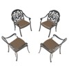 SKRAN Cast Aluminum Patio Dining Chair Set with Black Frame and Brown Cushions -  Outdoor Garden Furniture Set - 2 of 4