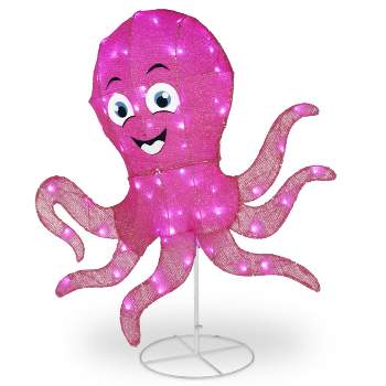 36" LED Pink Octopus Novelty Sculpture Light Warm White Lights - National Tree Company
