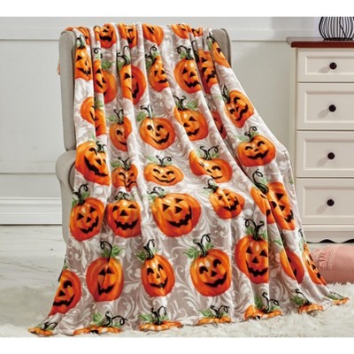Pumpkin Cats Halloween Microplush Throw Blanket 50" x 60"