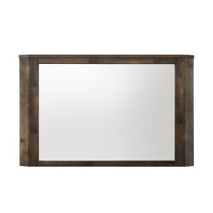 FONTOI Mirror Furniture Round Wall Mirror Modern Framed Design Brings Balanced Style for Living Room Bathroom or Entryway Décor, Walnut, 3"*43"*38" - 1 of 4