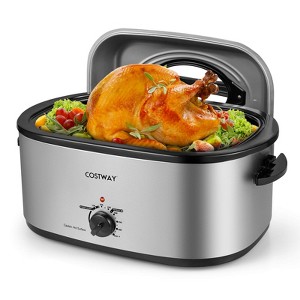 Costway 22 QT Electric Roaster Oven with Visible & Self-Basting Lid, Removable Pan & Rack Navy/Silver/White - 1 of 1