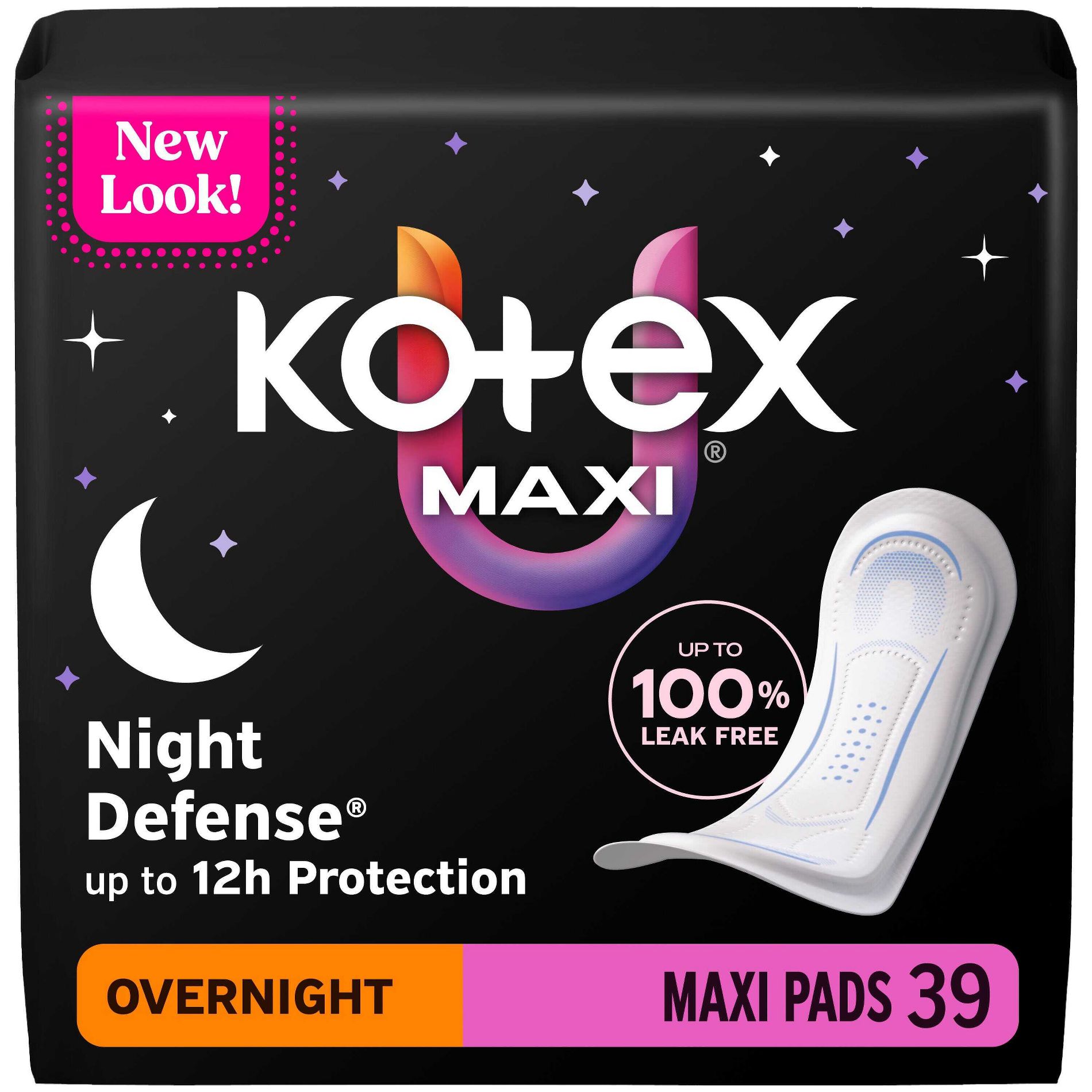 Kotex Core Maxi Overnight Pads - 39ct