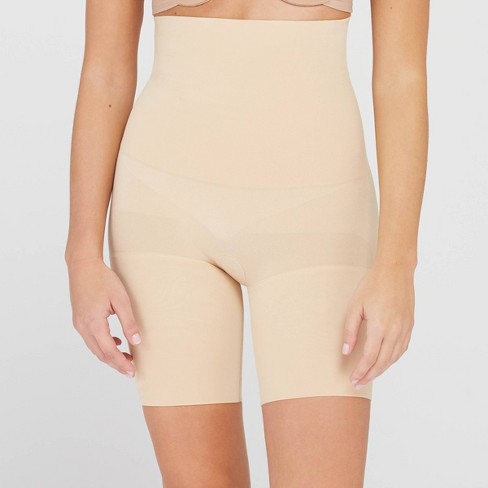 ASSETS by SPANX Women's Remarkable Results High-Waist Mid-Thigh Shaper -  Light Beige L