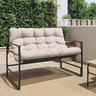 vidaXL Patio Bench with Cushion Taupe 44.5" Steel