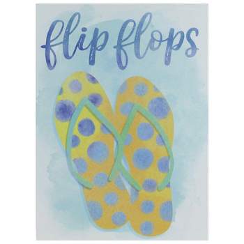 Northlight 7.25” Decorative Yellow and Orange with Blue Polka Dots “Flip Flops” Wooden Wall Plaque
