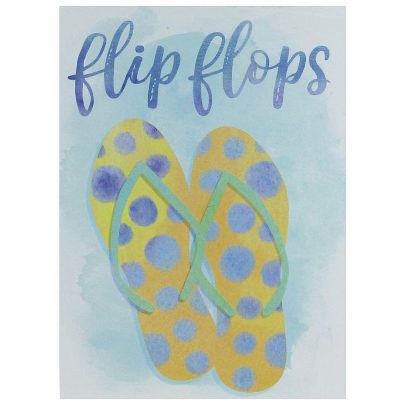 Northlight 7.25” Decorative Yellow and Orange with Blue Polka Dots “Flip Flops” Wooden Wall Plaque, 1 of 4