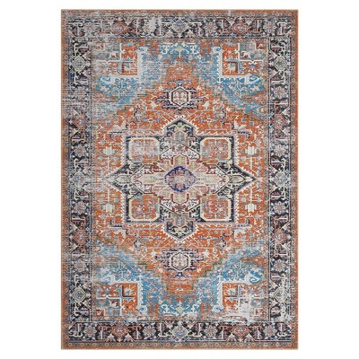 Machine Washable Rug Vintage Distressed Accent Rug Oriental Floral Floor Cover Carpet