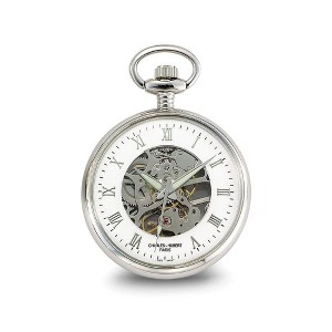 Black Bow Jewelry Charles Hubert Chrome-finish Off-White Ceramic Dial Pocket Watch - 1 of 4