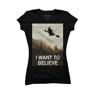 Junior's Design By Humans Halloween: I want to believe By RedCowTees T-Shirt - 1 of 3