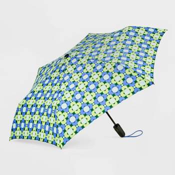 ShedRain Auto Open Auto Close Compact Umbrella - Blue/Green