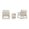 JTH Outdoor Grenada 3-Piece Acacia Lounge Chair & Table Patio Conversation Set, Sandy White All-Weather Olefin - 4 of 4