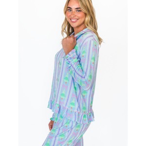 RuffleButts SoftSnooze Women's Ruffle Flare Pajama Set - 1 of 4