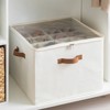 WeThinkStorage Adjustable Fabric Storage Bin with Clear Cover and Dividers Ivory - 2 of 4