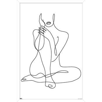 Trends International Woman - Continuous Line Drawing Framed Wall Poster Prints
