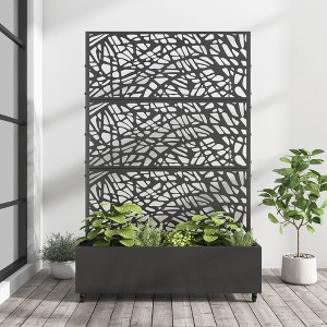 72-in H x 47-in L x 16-in W Black Metal Planter with Trellis ( Net ) - 1 of 3