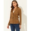 INSPIRE CHIC Women's Faux Suede Belted Lapel Single Breasted Work Outwear Blazer - 3 of 4