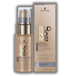 Schwarzkopf Professional BlondMe Blonde Wonders Toning Drops (1 oz) - Steel Blue | Vegan Hair Care | - 1 of 4
