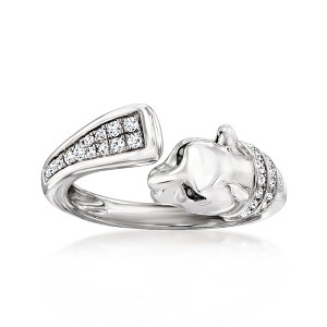 Ross-Simons 0.25 ct. t.w. White and Black Diamond Panther Ring in Sterling Silver - 1 of 4