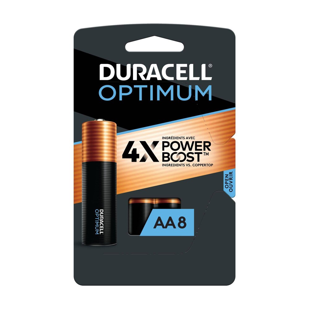 Photos - Battery Duracell Optimum AA  - 8pk Alkaline Battery with Resealable Tray 