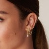 14K Gold Chain Earrings for Women | Double Piercing Dangle Chain Huggie Hoop Earrings | Cubic Zirconia Pearl Stud Ear Cuff Earrings for Women - 2 of 4