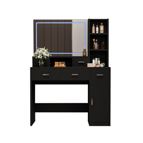 Newly designed smart mirror dressing table with drawers and storage cabinet, dressing table with dressing pad for bedroom, dressing room black - image 1 of 4