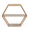 17" Lepley Modern Glam Handcrafted Glass 2 Shelf Hexagonal Decorative Shelf Antique Gold - Christopher Knight Home: Wall Mounted, Elegant Design - 2 of 4