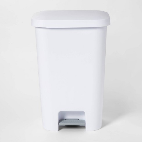  Rubbermaid Step On Lid Slim Plastic Trash Can for Home,  Kitchen, and Laundry Room Garbage, 11.3 Gallon, White : Home & Kitchen