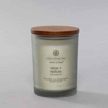 Frosted Glass Relax + Restore  Lidded Jar Candle Light Gray - Mind & Body by Chesapeake Bay Candle
