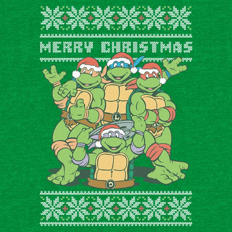 Men's Teenage Mutant Ninja Turtles Merry Ugly Christmas Sweater Print T-Shirt, 2 of 4