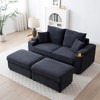 VYNXARIA Loveseat with Ottomans,Corduroy Fabric Modular Sectional Sofa,Comfy Deep Plush Couch with Ottomans and Two Pillows,Dark Gray - 2 of 4