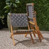 Christopher Knight Home Octavia Outdoor Acacia Wood and Strapping Belt Folding Chairs (Set of 2), Brown and Gray - 3 of 4