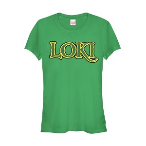Juniors Womens Marvel Loki Villain Logo T-Shirt - 1 of 3