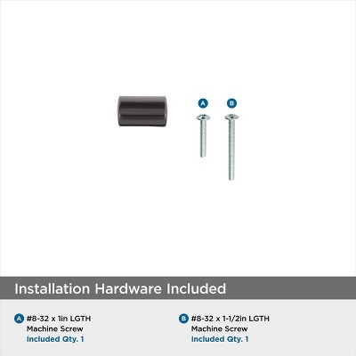 Graphite Modern Square Cabinet Knob with Mounting Hardware