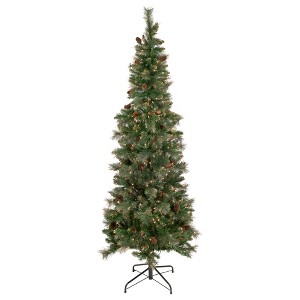 Northlight 7' Pre-Lit Yorkshire Pine Pencil Artificial Christmas Tree, Clear Lights - 1 of 4