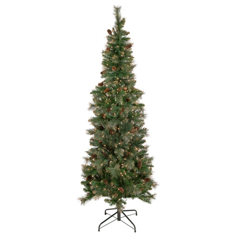 Northlight 7' Pre-Lit Yorkshire Pine Pencil Artificial Christmas Tree, Clear Lights, 1 of 9
