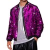 Lars Amadeus Men's Zip Up Party Disco Metallic Shiny Sequin Varsity Jackets - 2 of 4