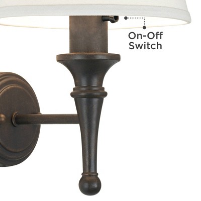 Braidy Bronze Farmhouse 15" Plug-In Wall Sconce with Ivory Cotton Shade