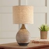 360 Lighting Emma 21" High Small Mid Century Modern Accent Table Lamp Brown Wood Finish Ceramic Living Room Bedroom - 2 of 4