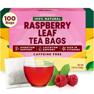 Gya Tea Co Raspberry Leaf Tea Bags (100 Count) - Made With Pure Raspberry Leaves for Women's Health- Caffeine Free, Non-GMO - 1 of 4